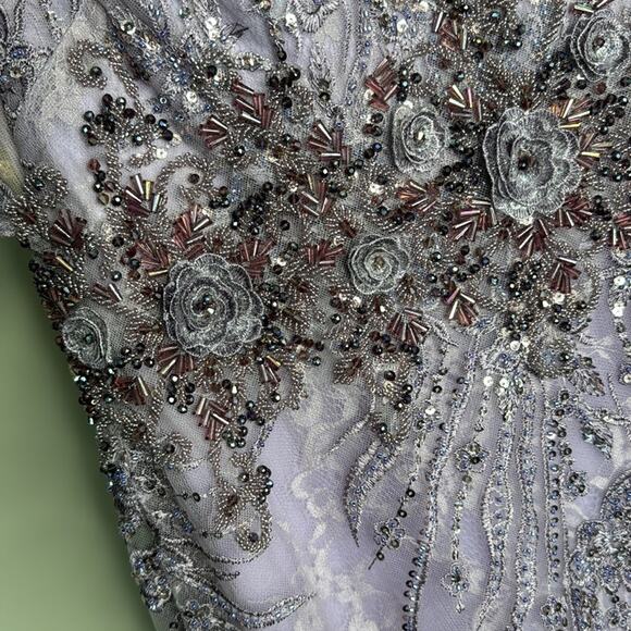 NWT MAC DUGGAL 67493 Vintage Lilac Lace Sequin Flutter Sleeve Evening Gown - Picture 6 of 12
